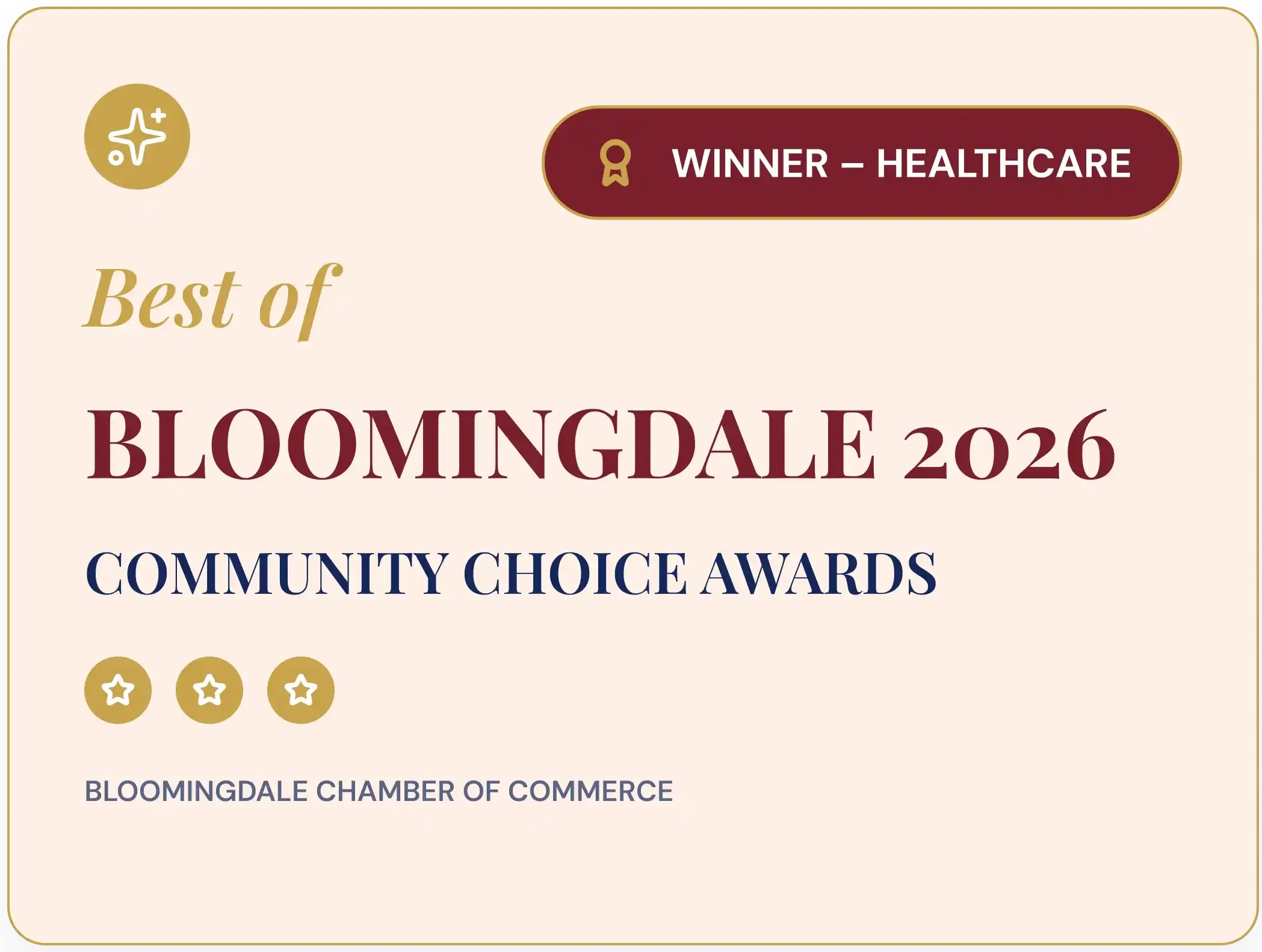 Best of Bloomingdale 2026 Community Choice Awards - Winner Healthcare